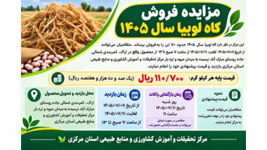 برگ استعلام مزایده فروش کاه لوبیا سال ۱۴۰۵